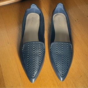 Navy Blue Vegan Leather Flats